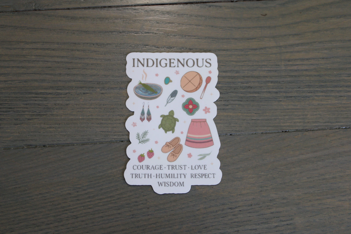Indigenous Collage - Seven Grandfather Teachings Handmade Sticker