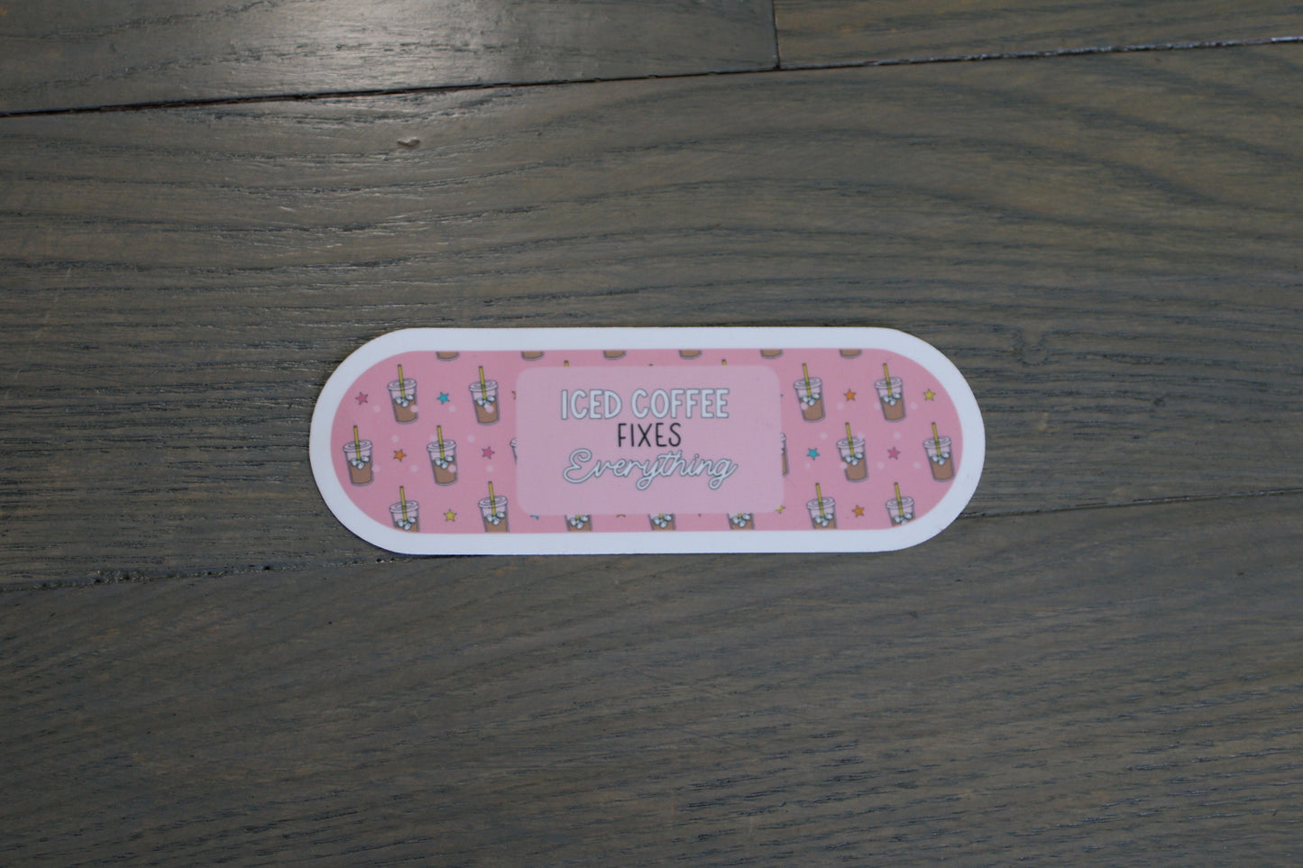 "Iced Coffee Fixes Everything" Handmade Sticker