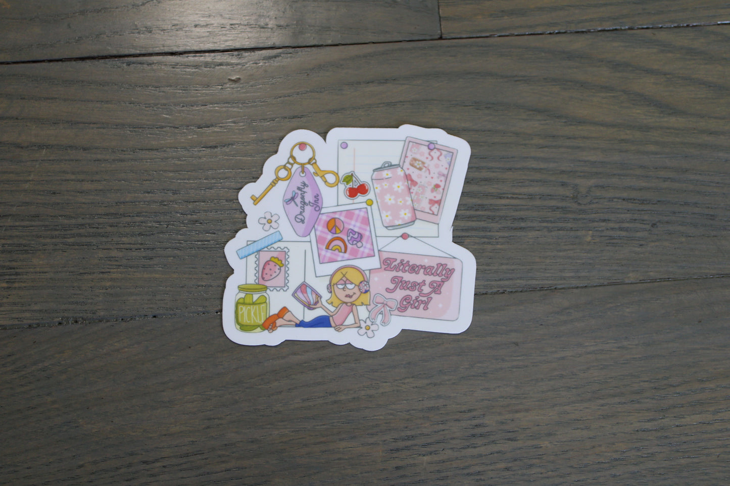 "Literally Just a Girl" Collage Handmade Sticker