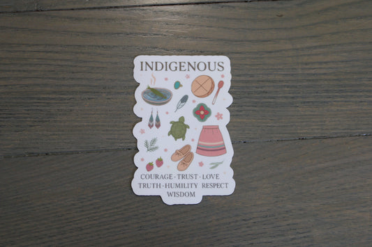 Indigenous Collage - Seven Grandfather Teachings Handmade Sticker